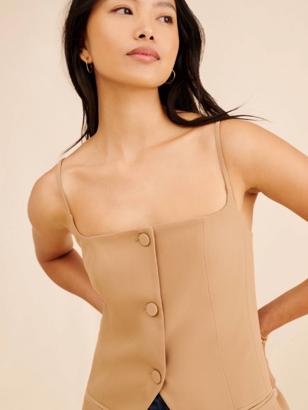 NWT MARE MARE x ANTHROPOLOGIE | Square-Neck Vest in Neutral | Size Small